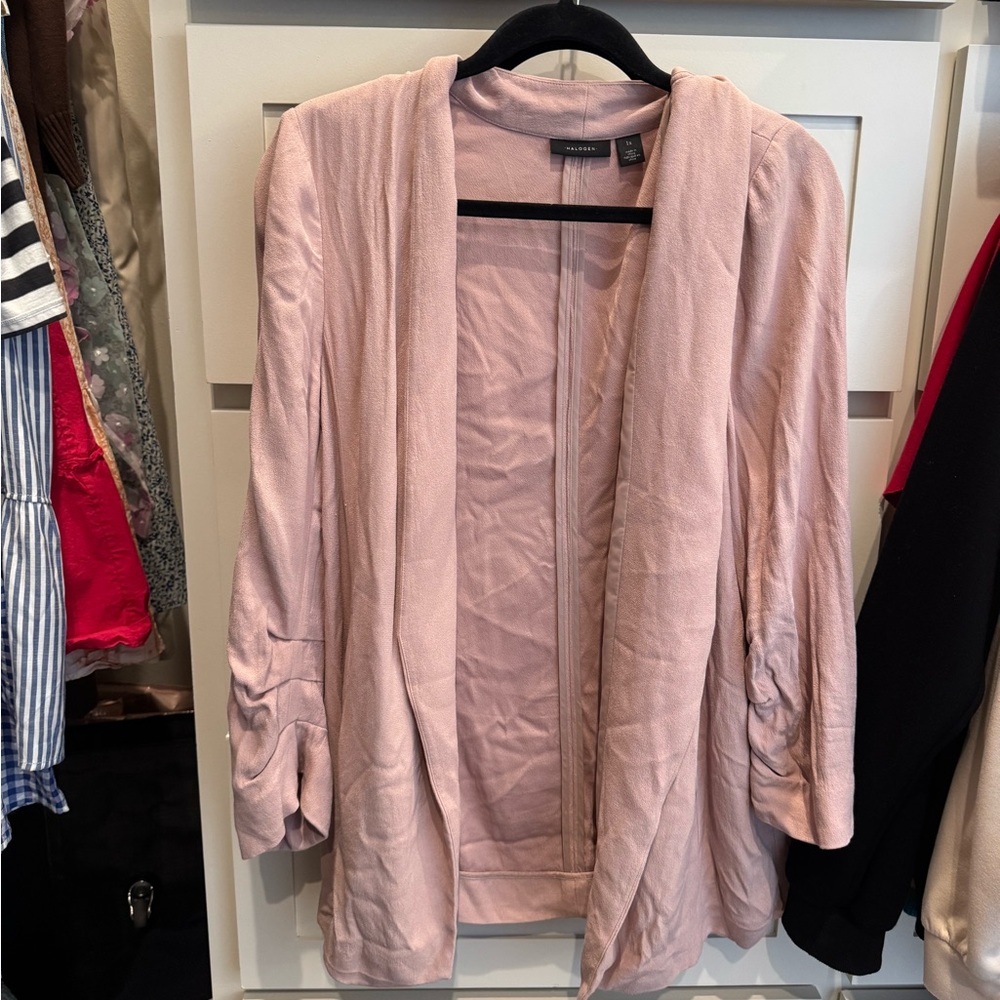 Halogen Blush Pink Open Front Jacket